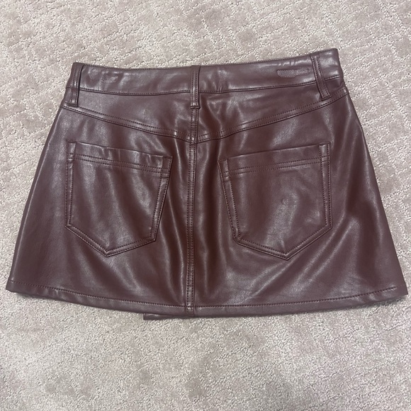 We The Free Dark Brown Leather Mini Skirt - Picture 2 of 6